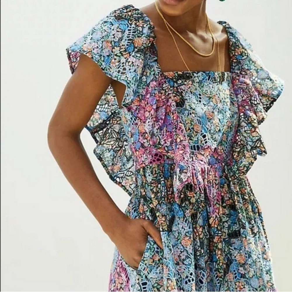 Floral Lace Ruffle Dress